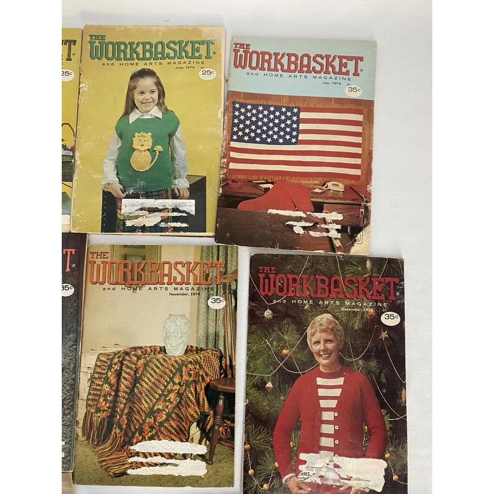 Workbasket Home Arts Crochet Needlework Magazines 1974-75 Lot of 11